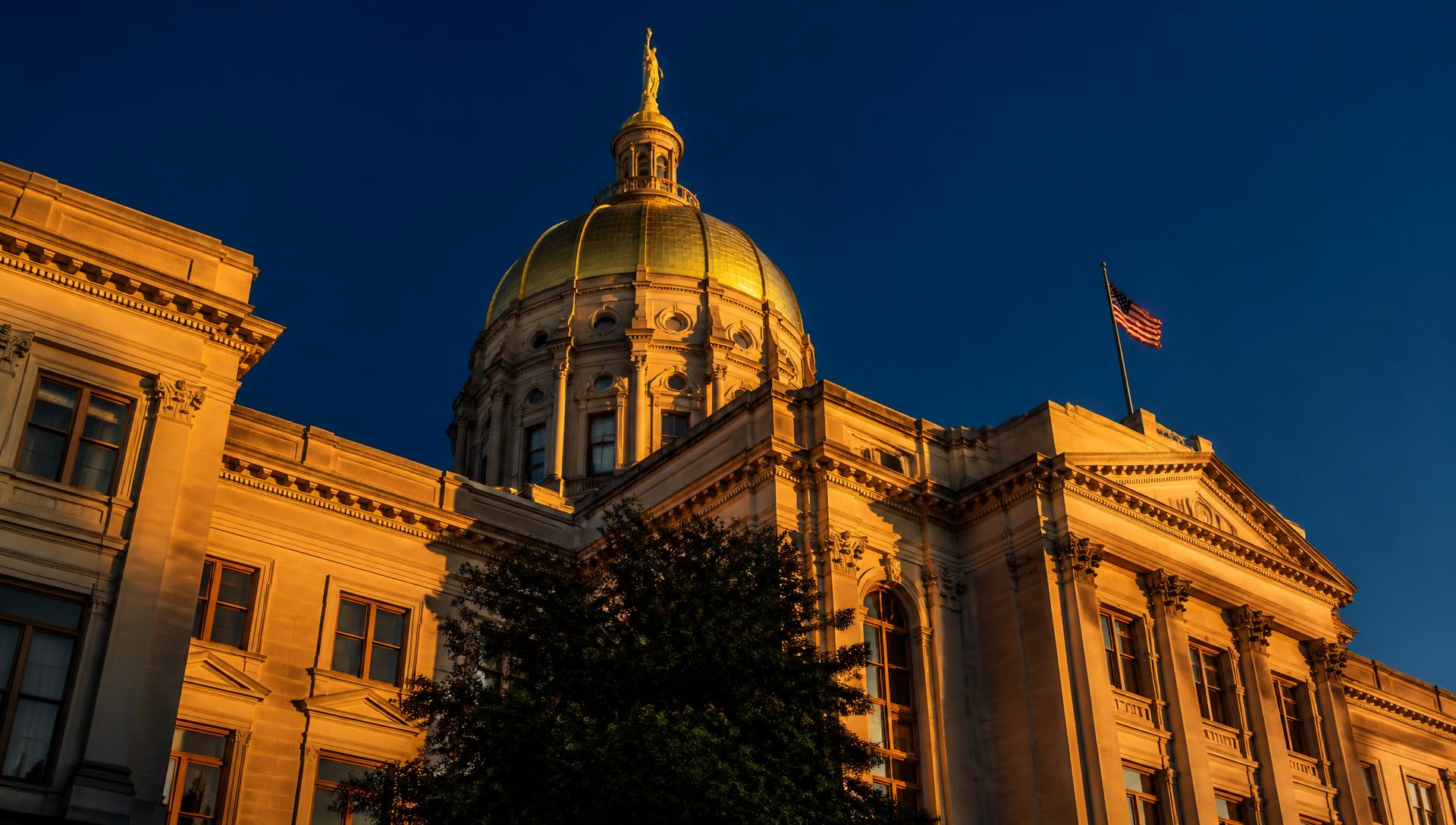 The Georgia State Capitol dome at golden hour